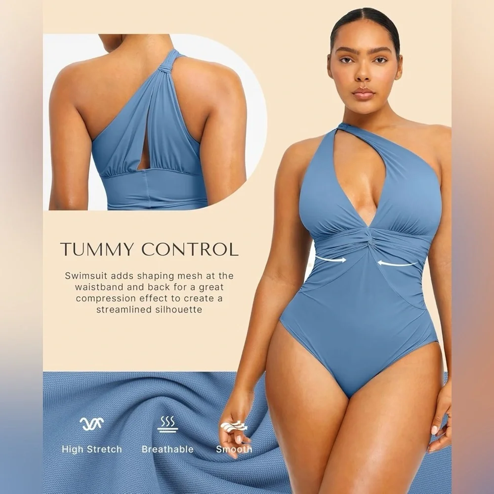 SHAPELLX Women's One Piece Swimsuit Tummy Control